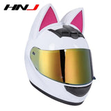 Motorcycle Full Face Helmet Cat Ear Helmet Women Moto Ear Helmets Personality Motorbike Helmet Motocross Capacete Casque