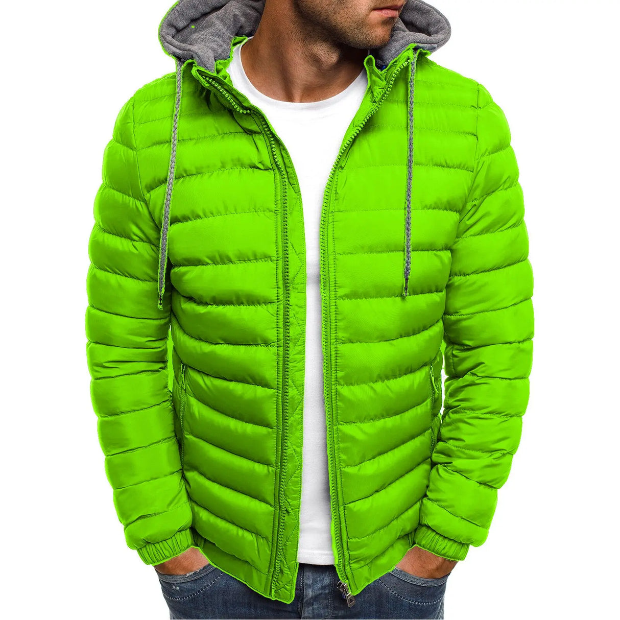 New Oversize Men Detachable Hat Padded Hooded Cardigan