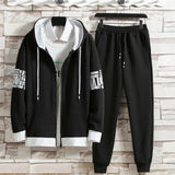 Spring Autumn Men Sets Zipper Hoodies+Pants Set Gym