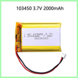 103450 3.7V 2000mAh Polymer Lithium Rechargeable Battery jst