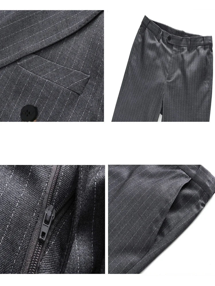 S-7XL Autumn Style Suits Double-breasted Slim Men's Suits