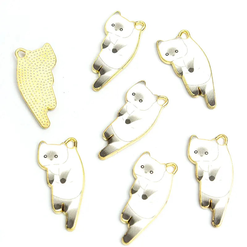 10pcs Kawaii Pet Kitten Enamel Charms for DIY