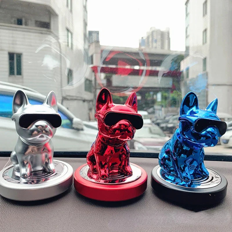Car Ornament Metal Shake Head French Bulldog Diamond