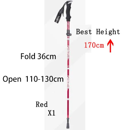 Outdoor Portable 5-Section Fold Trekking Pole Camping Walking