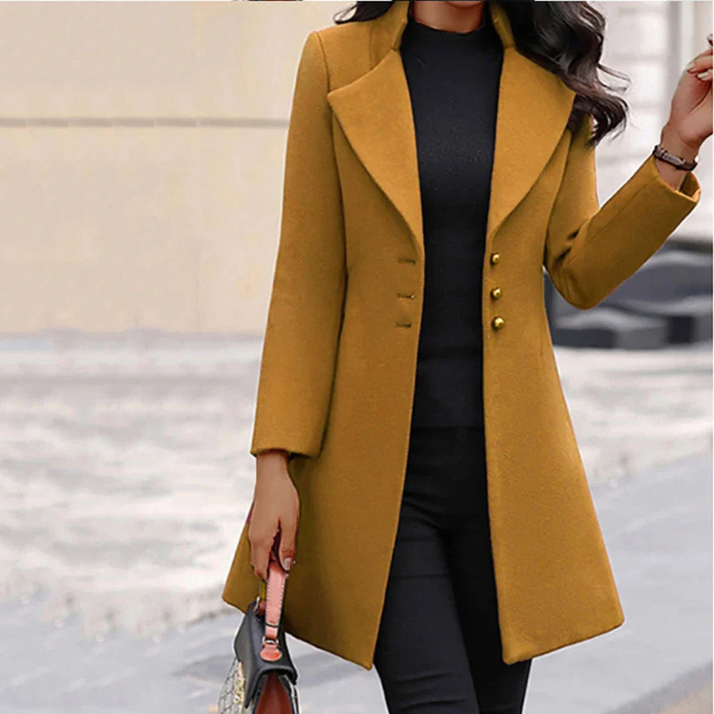 Womens Trench Coat Button Long Jacket Overcoat Winter