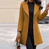 Womens Trench Coat Button Long Jacket Overcoat Winter