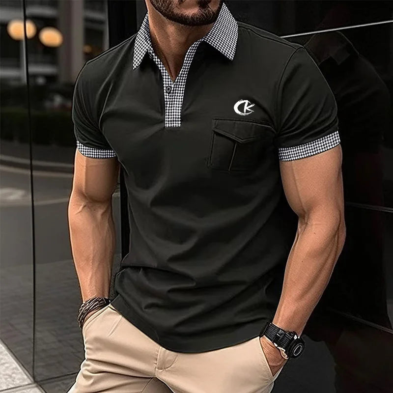 European and American men's casual short sleeved polo