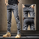 2023 Spring and Autumn New Fashion Trend Embroidery Elastic Small Legs Men's Casual Slim Comfortable High-Quality Jeans 28-38