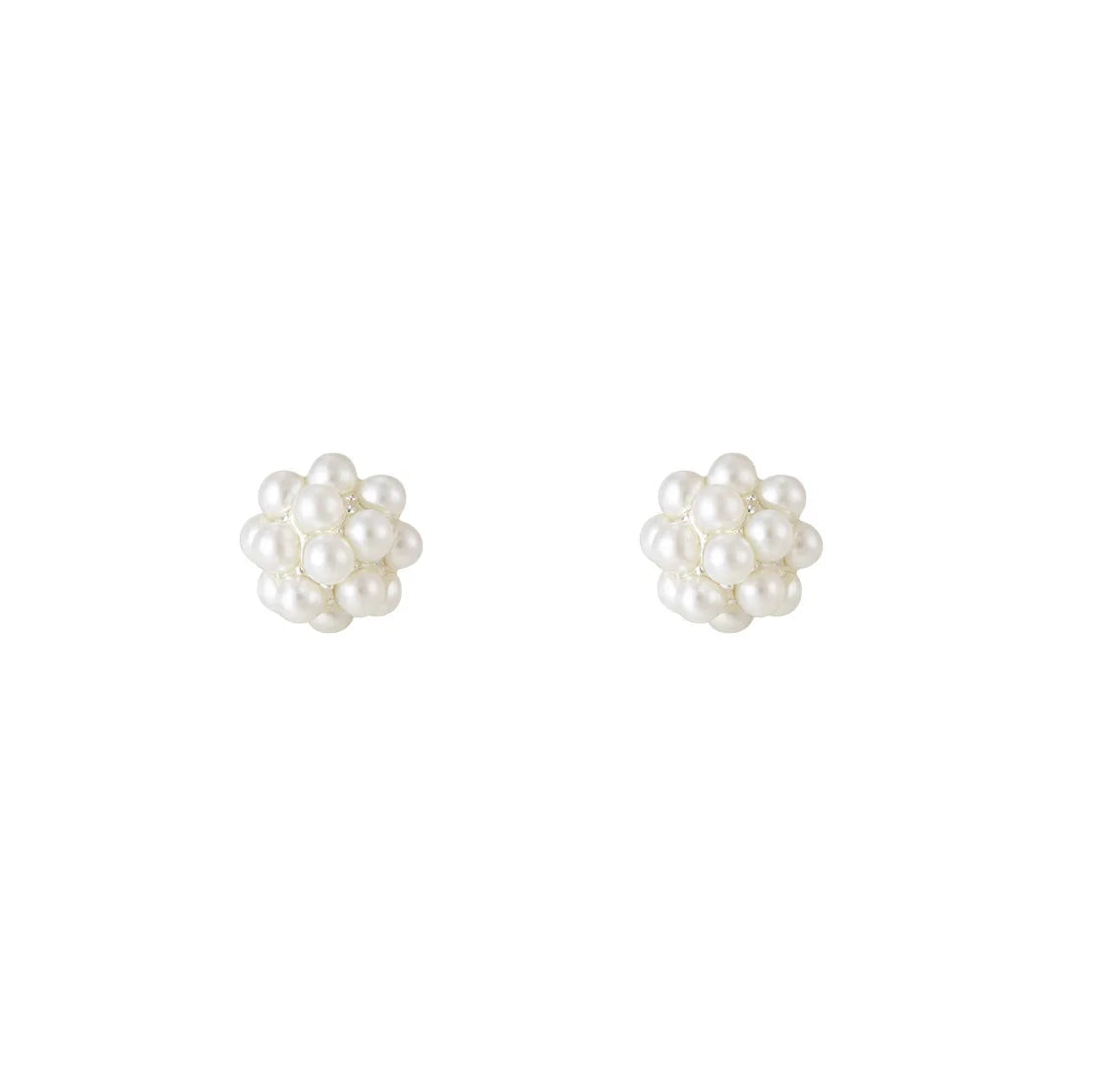 925 Sterling Silver Mini Pearl Bubble Flower Stud