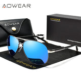 AOWEAR Men's Aviation Sunglasses Men Polarized Mirror Sunglass