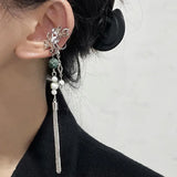 Vintage Chinese Style Artificial Jade Tassel Flower Ear