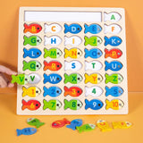 Montessori Baby Wooden Magnetic Fishing Toys Letter Cognition