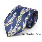 Vintage Floral Geometric Print Necktie Unique Style Mens