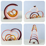 Arched Wooden Rainbow Building Blocks Kids Montessori Games