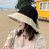 Foldable Wide Brim Floppy Girls Straw Hat Sun