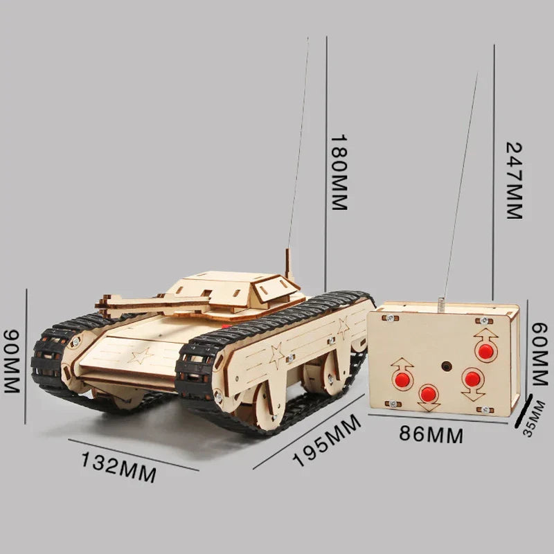 Remote Control Tank Boys Toys DIY Wooden Puzzle
