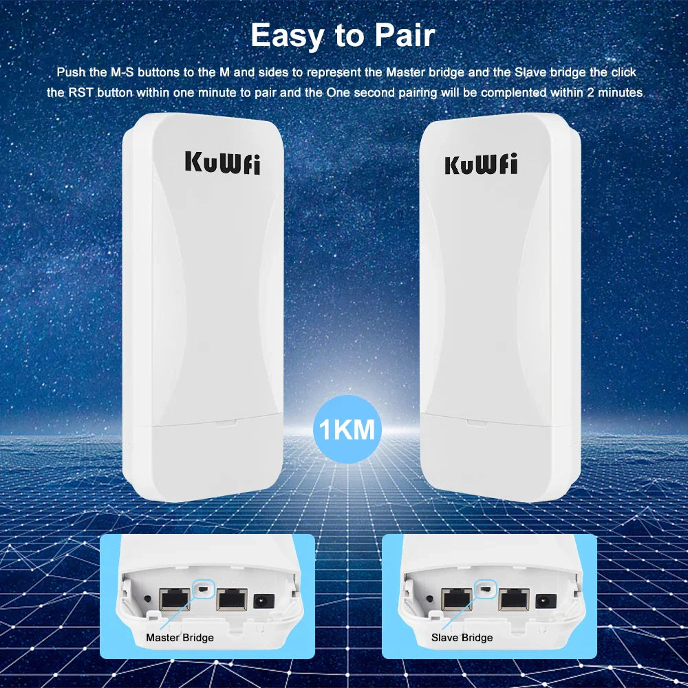 KuWfi 300Mbps Wifi Router Outdoor Wireless Bridge 2.4G