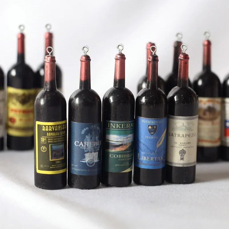 10Pcs Simulation Resin Wine Bottle Resin Charms