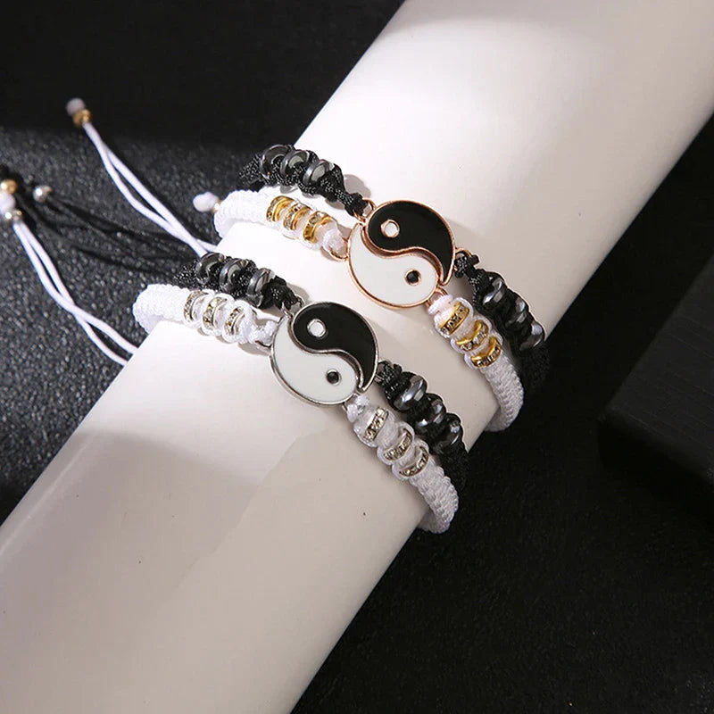 2Pcs Tai Chi Yin Yang Couple Bracelets Necklaces