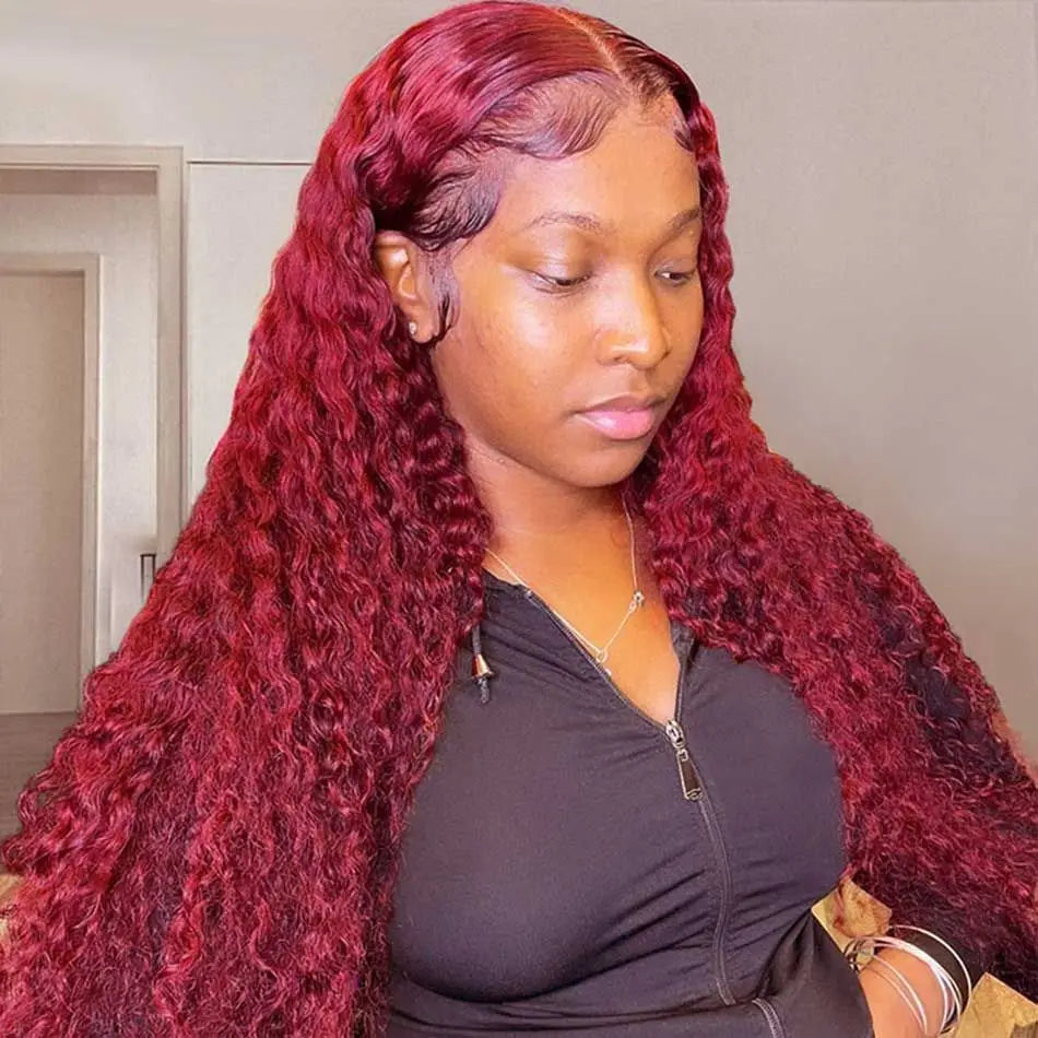 13x4 Lace Front Wigs Human Hair 99j Burgundy