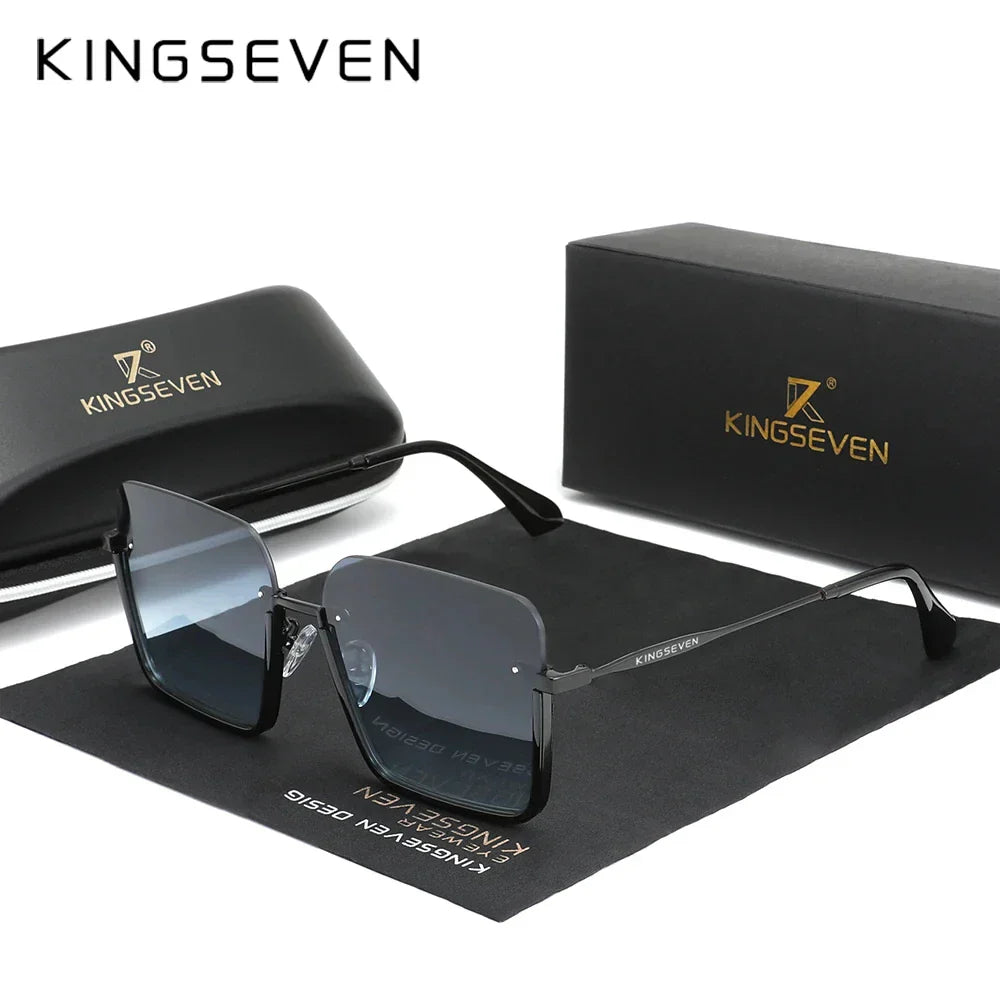 KINGSEVEN New Square Women‘s Sunglasses Party Half-frame Design Gradient Lens Glasses Accessory Fashion Decoration Eyewear