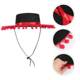 Breathable Hat Red Hair Ball Ribbon Felt Fun