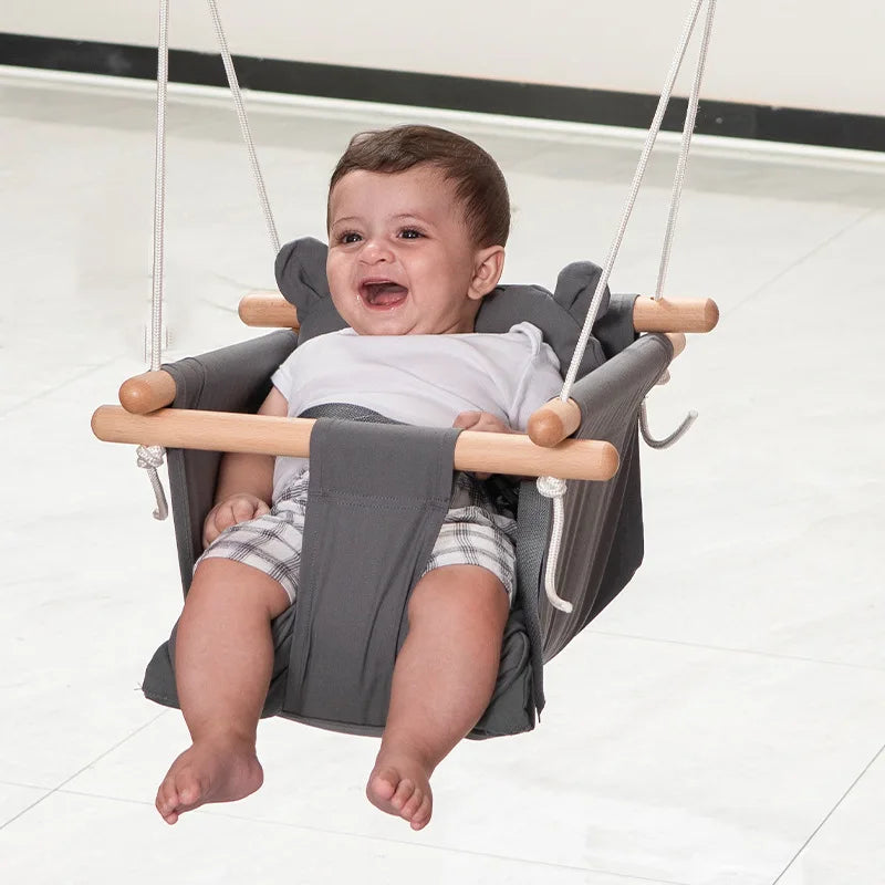 Multifunctional Wood Cloth Baby Swing Hanging Basket Young