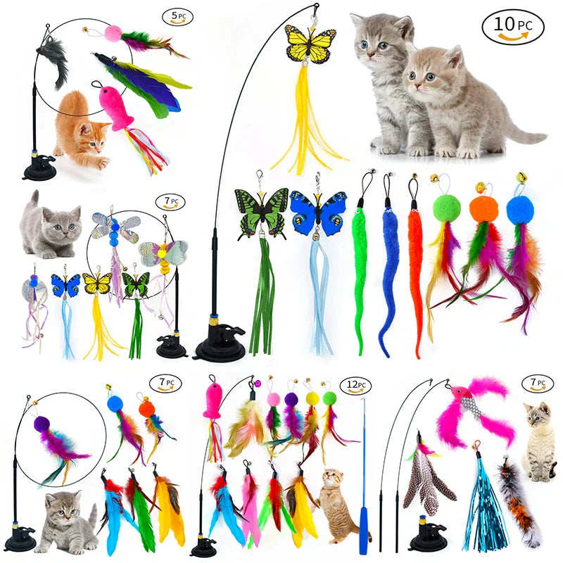 Interactive Cat Toy Handfree Cat Stick Playing Kitten