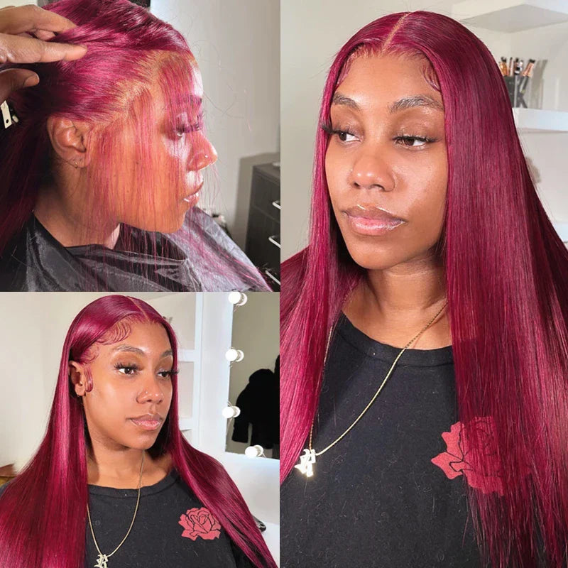 13x4 13x6 Burgundy 99J Red HD lace Frontal