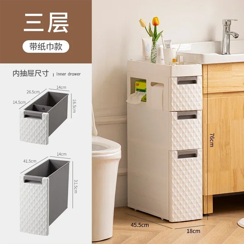 Multi-functional 18CM Wide Bathroom Slot Storage: Large Capacity