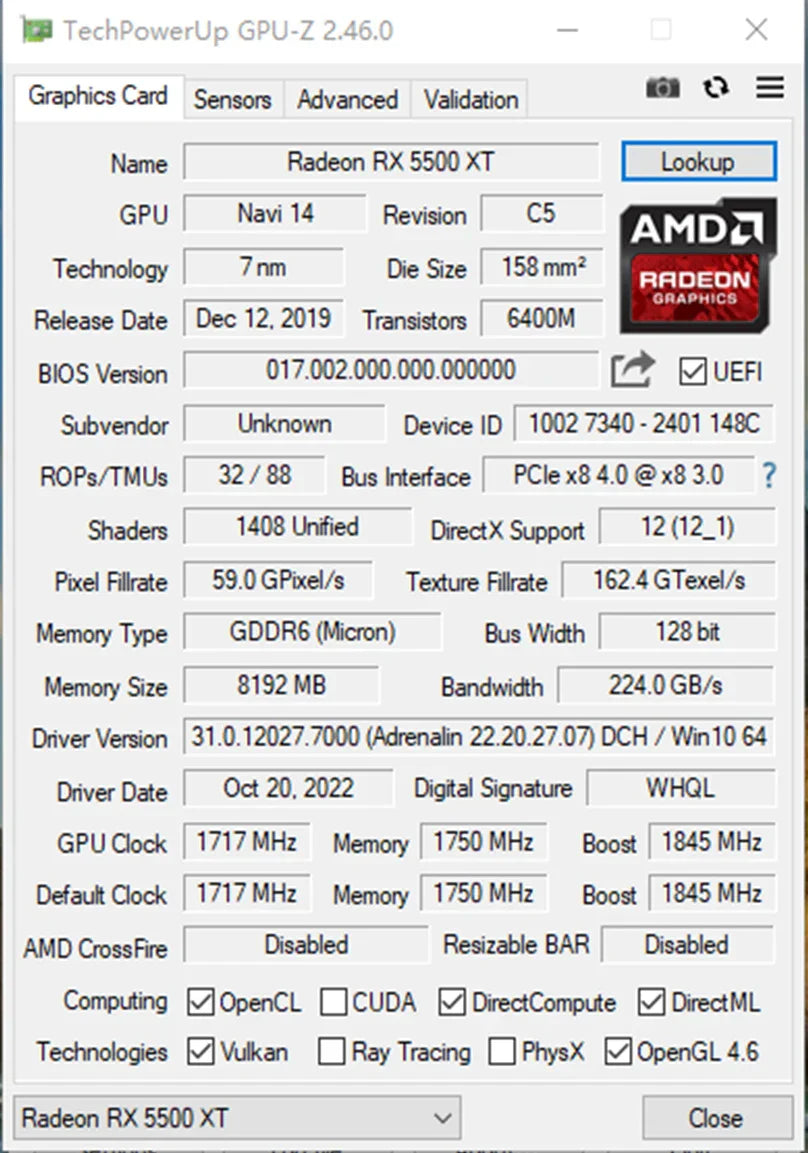 MLLSE Graphics Card RX 5500xt 8gb Placa De