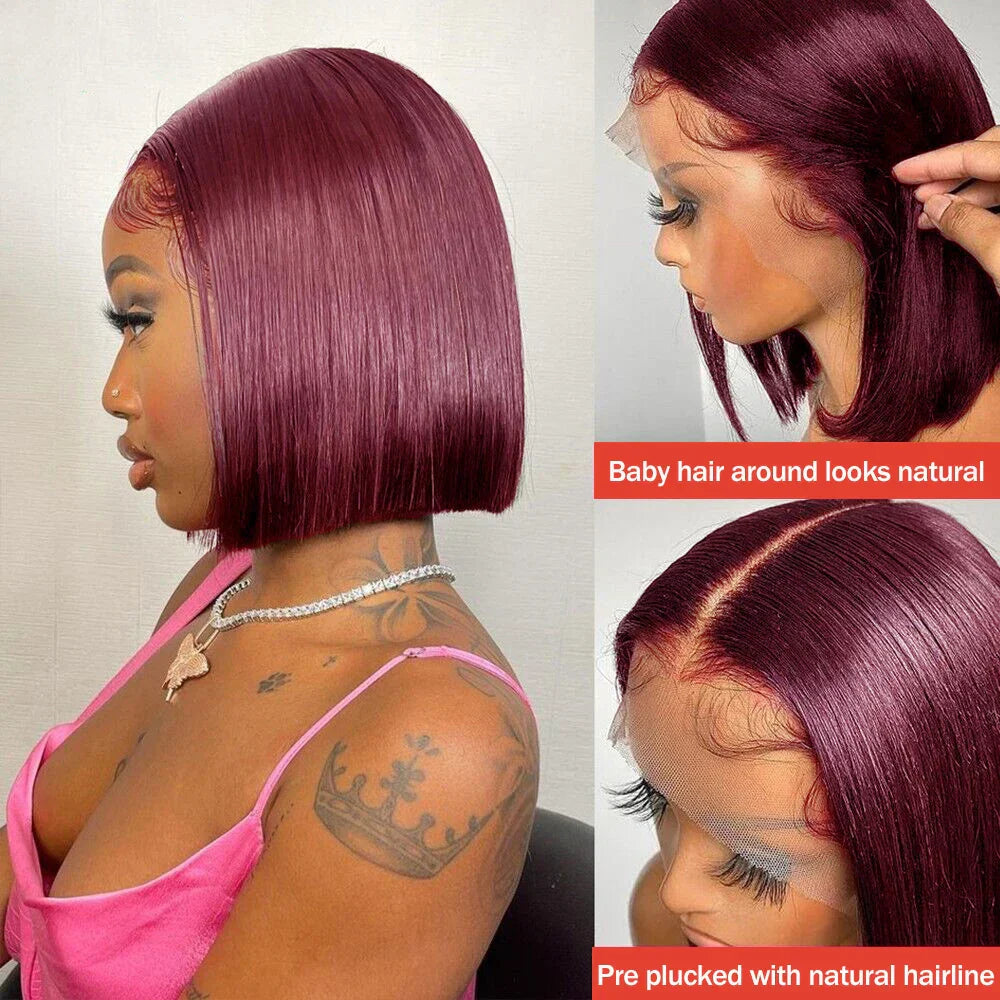 13x4 Lace Burgundy Short Bob Wig Human Hair