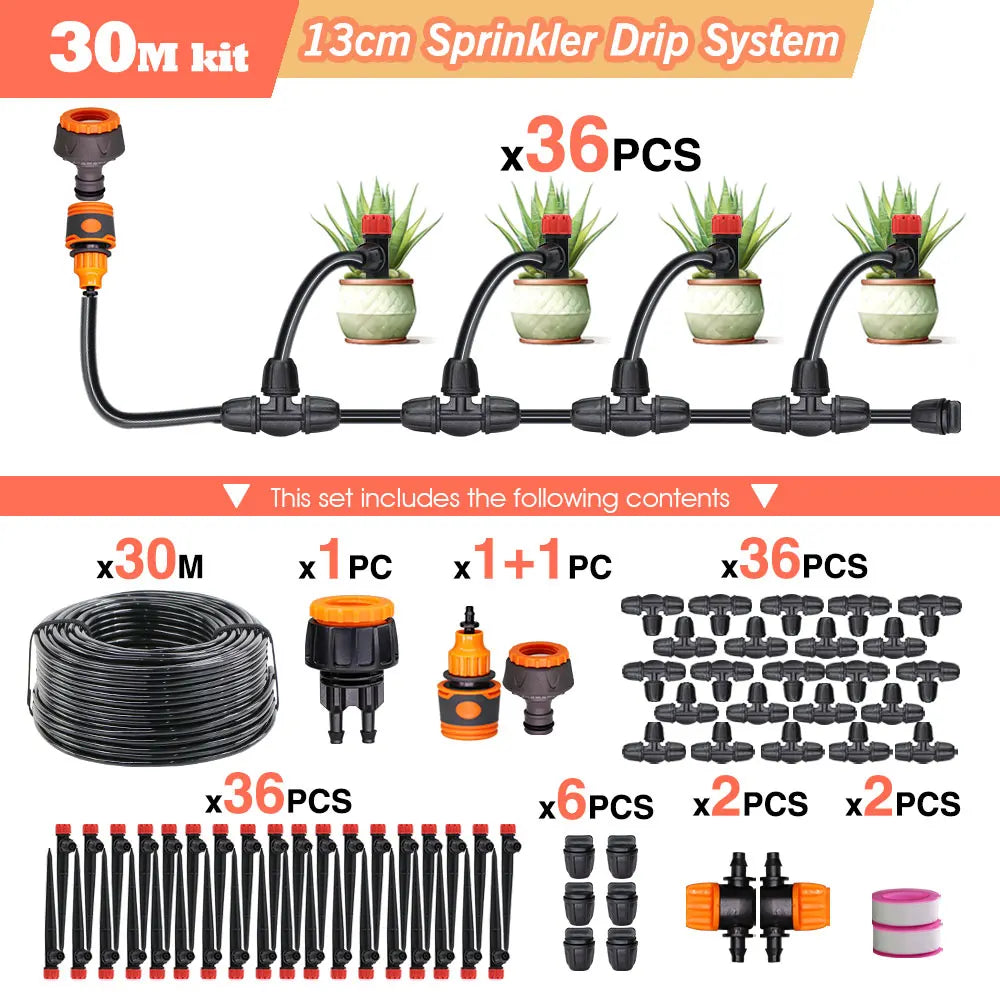 50-5M Garden Drip Irrigation System with Pump & Sprinklers