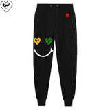 Men Women Spring Autumn Pants Heart Cartoon Embroidery