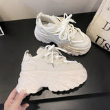 Women Platform Casual Breathable Mesh Shoes 2023 New Summer Chunky Sneakers 8.5CM Wedges Hidden Heels Hollow Leisure Shoes Woman