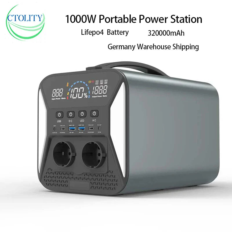 1000W Portable Power Station,Camping 1024Wh Backup Lifepo4 Battery,320000mAh