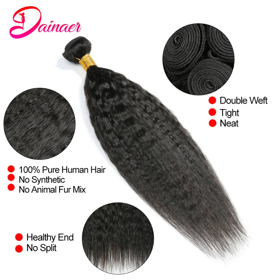 Peruvian Kinky Straight Bundles With 13x4 Lace Frontal