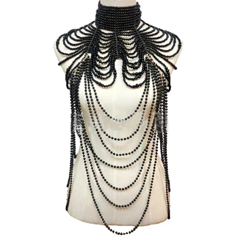 Women Body Chain Sexy Pearl Body Bra Chain