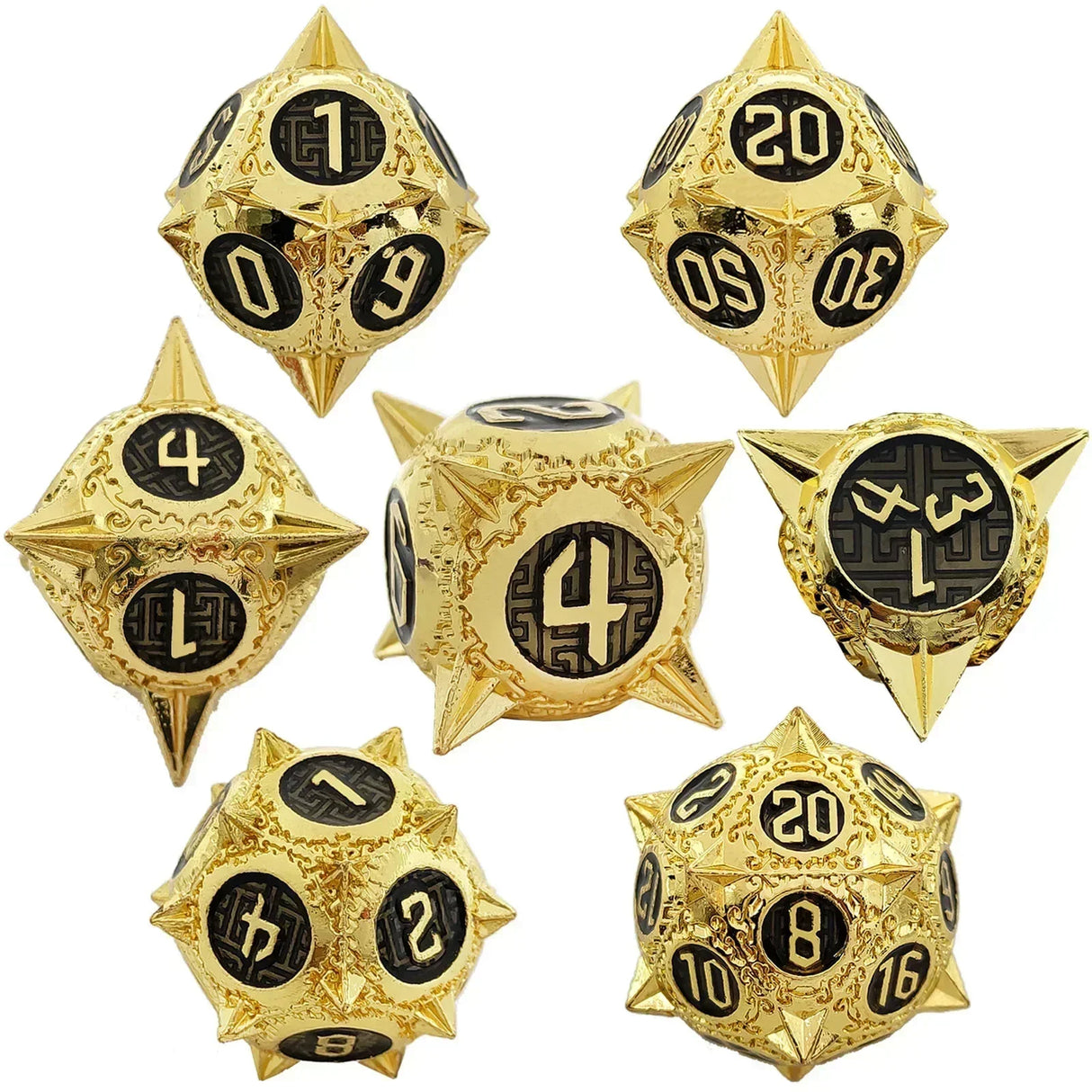 7pcs Solid Metal Dice Beautiful and Finely Crafted