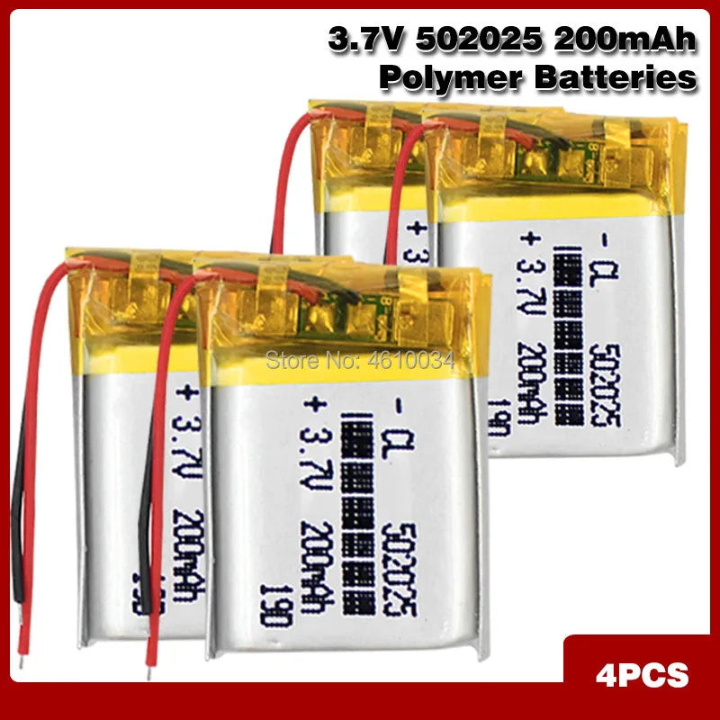 Chinese 502025 3.7v lithium ion battery 200 mah