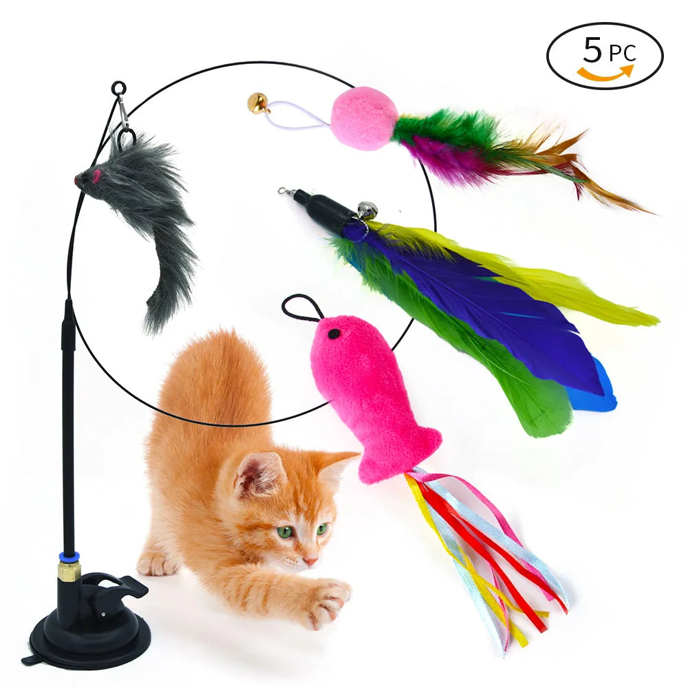 Interactive Cat Toy Handfree Cat Stick Playing Kitten