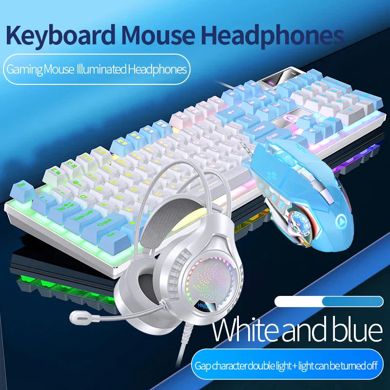 Gaming Keyboard Mouse Headphone Set Wired Backlight Game