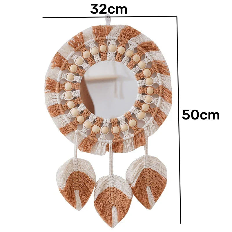 Macrame Wall Mirror Boho Round Mirrors Art Home