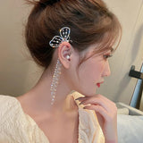 1PC Korea Luxury Long Tassel Single Clip Earrings