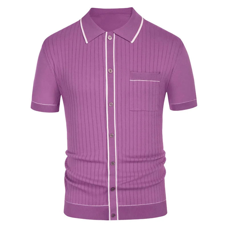 Men's Luxury Knitted Short Sleeve Polo Shirt Casual