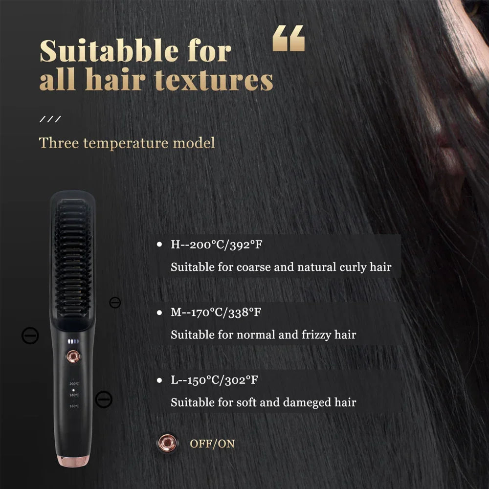 Electric Hair Brushes Multifunctional Cordless Hair Straightener Brush