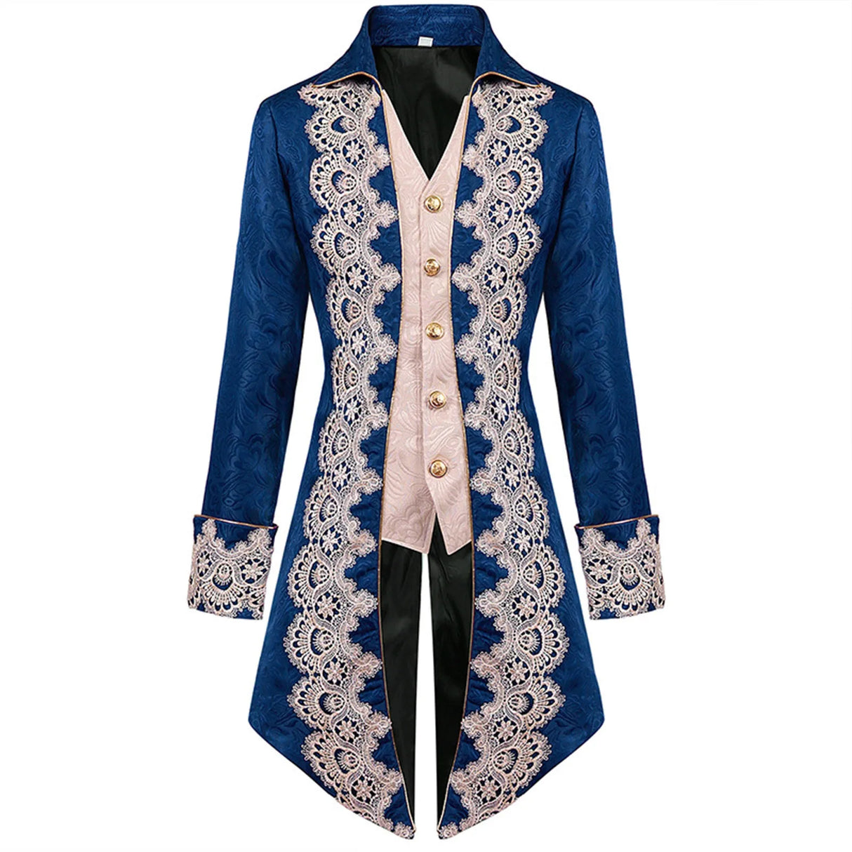 Men Double Long Coat Mens Long Steampunks Embroidered