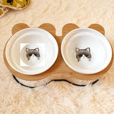 New High-end Pet Bowl Bamboo Shelf Ceramic Feeding