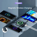 Magnetic Wireless Charger Magsafe Powerbank Built in Cable