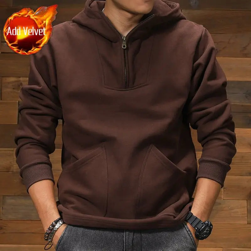 Sweatshirt for Men Color Matching Male Clothes Fleeced